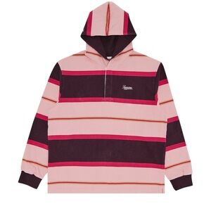 Supreme 2024 hooded rugby Pink and purple  Striped size M New without Tags